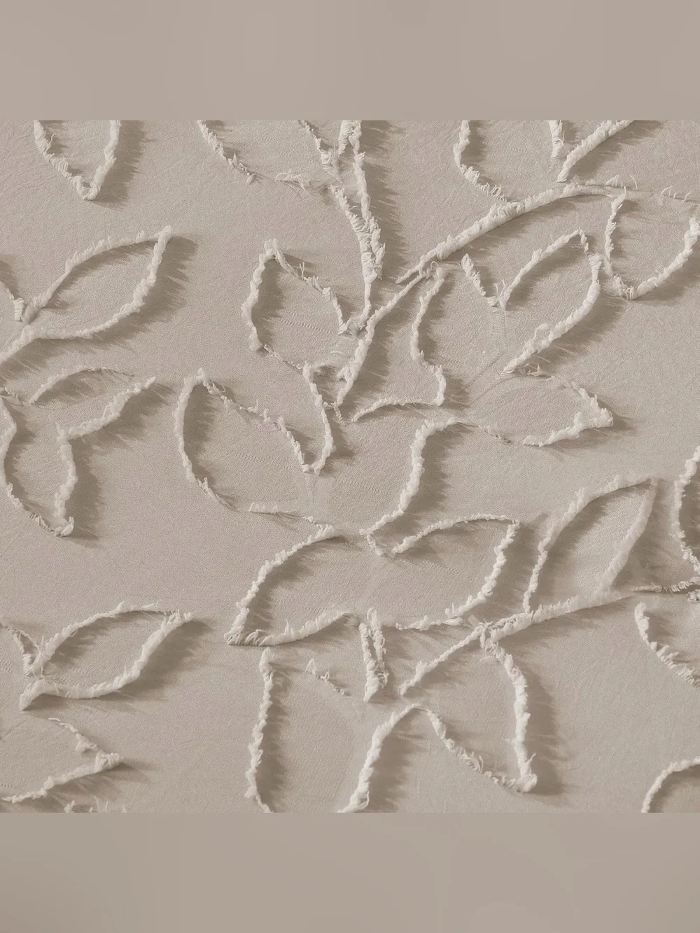 Textured Leaf-Pattern 3 piece king Comforter Set in Taupe
